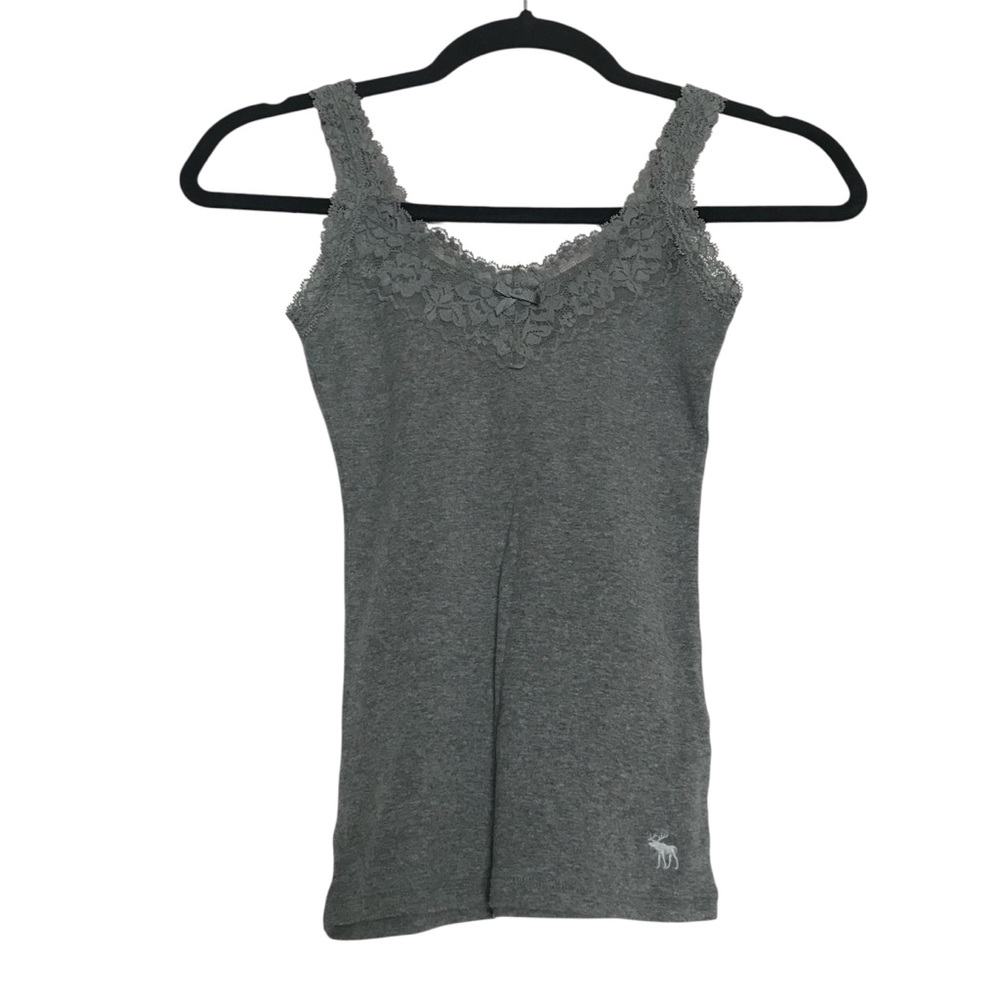 Abercrombie Kids Preppy Y2K Gray Lace Trim Cami Tank Top Girls Size M Layer Twee